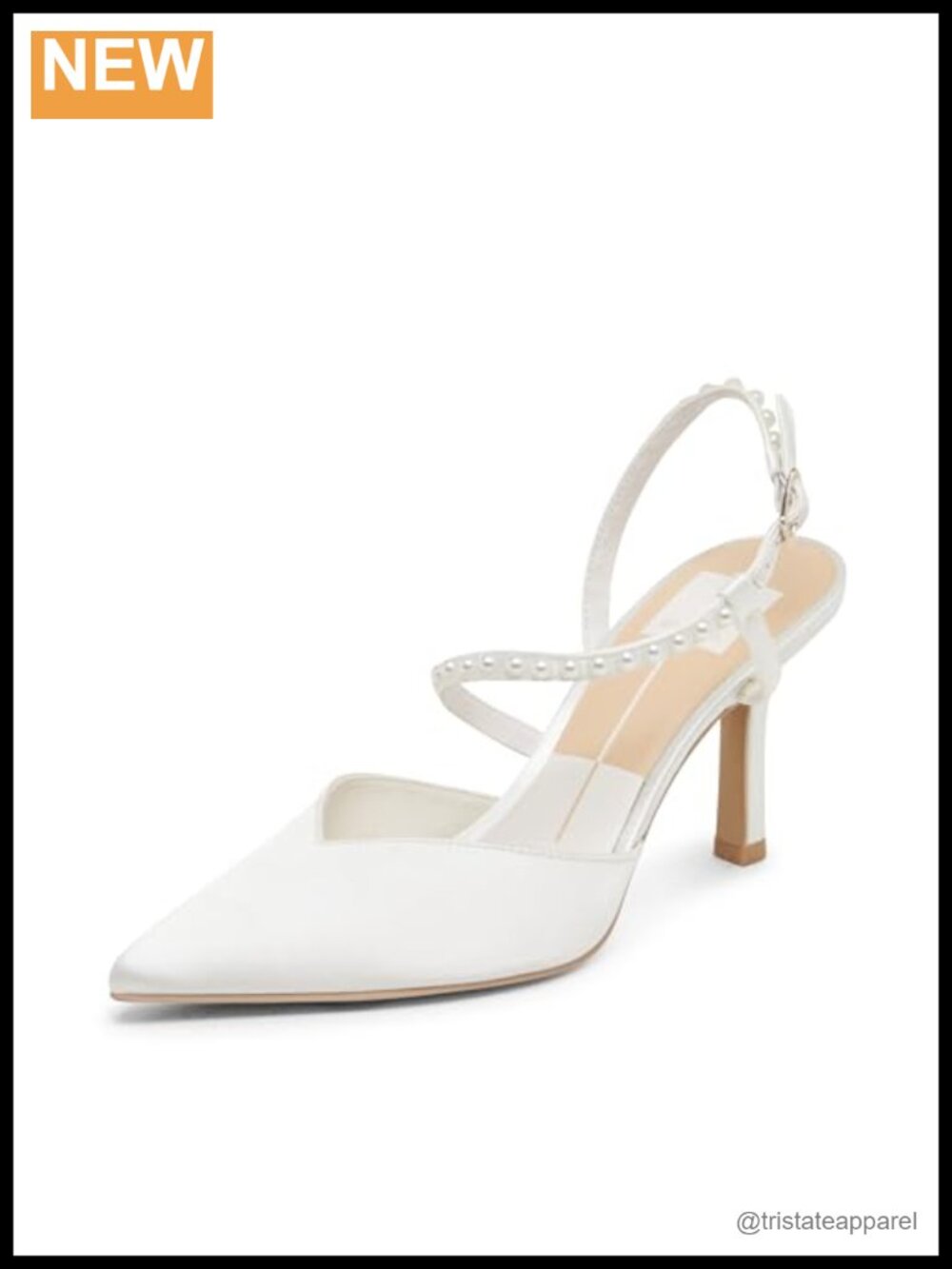 Dolce Vita Kamra Pearl Satin Stiletto Heel Pointed Toe Slingback Pump